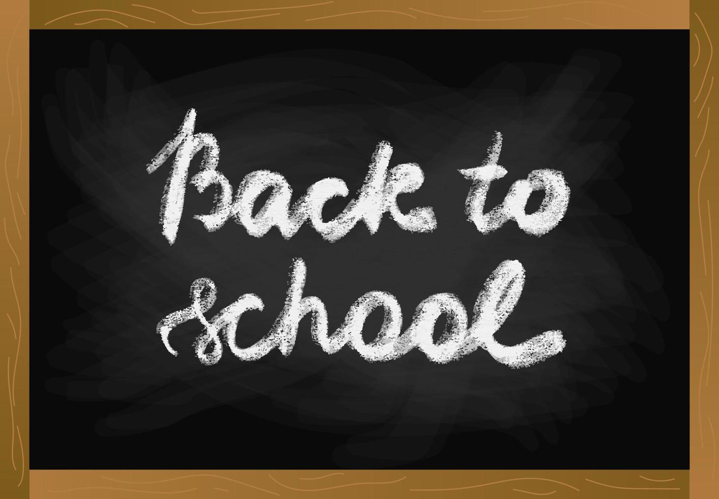 quadro-negro de mesa escolar em moldura de madeira com texto de textura de giz de volta à ilustração vetorial de escola vetor