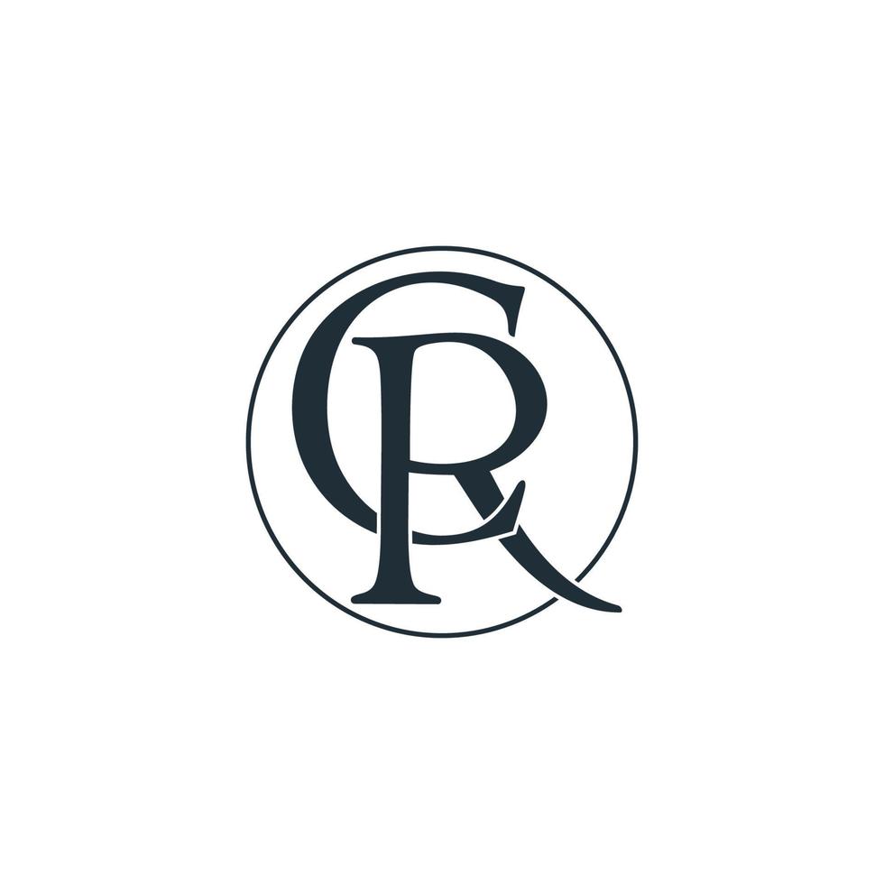 letra cr simples círculo ligado vetor de logotipo de design plano