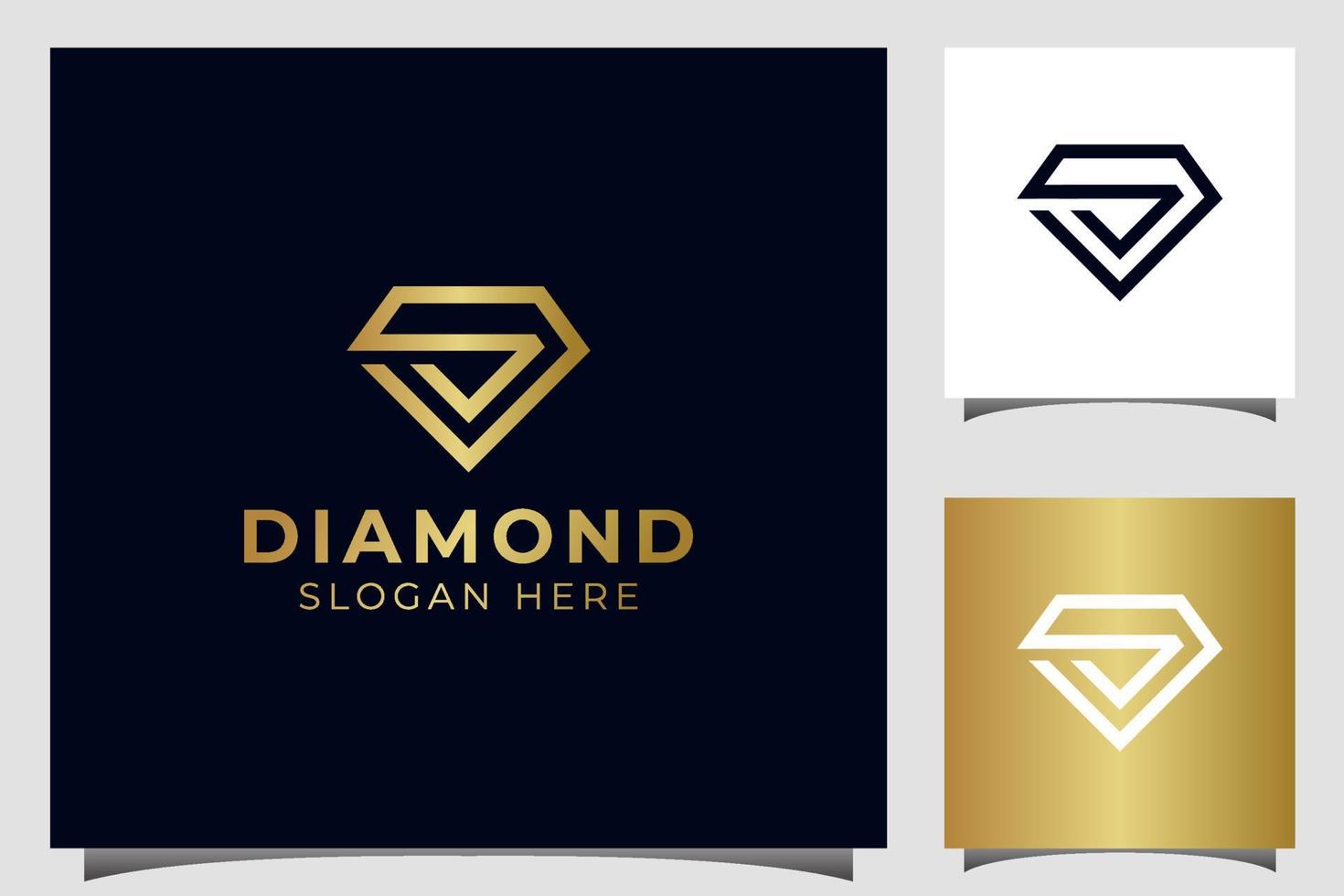 design de logotipo de diamante de letra luxuosa e logotipo premium de identidade de joalheria elegante vetor