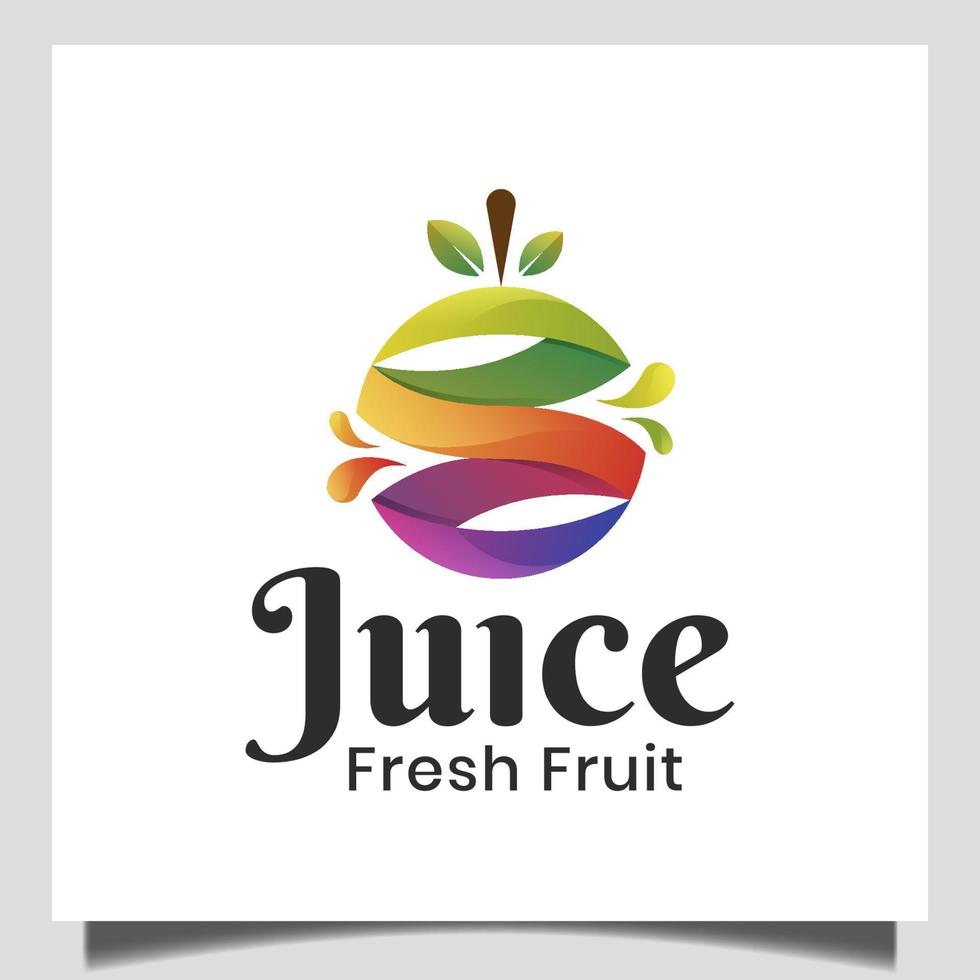 logotipo de suco abstrato com frutas frescas para dieta, comida saudável, vegetariano, logotipo de nutrição natural vetor