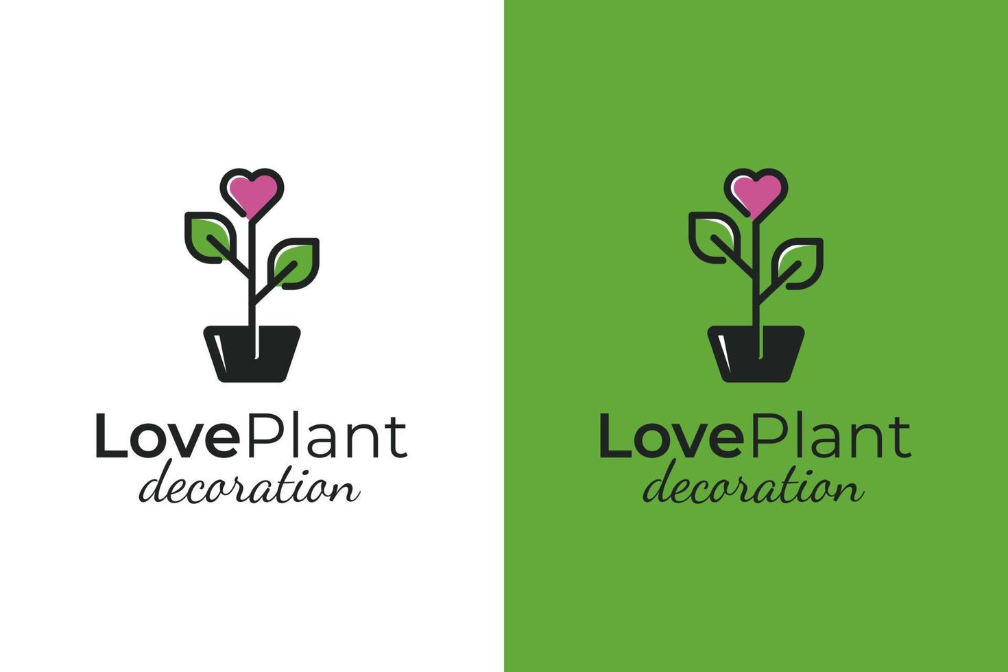 símbolo de logotipo de decoração de interiores de plantas de amor moderno, elementos, design de ícones para o seu negócio vetor