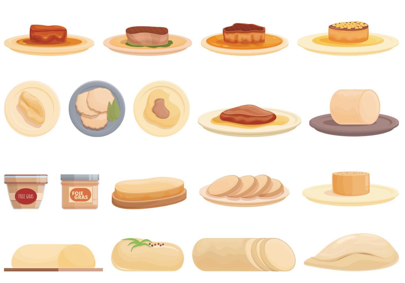 ícones de foie gras definir vetor de desenho animado. comida francesa