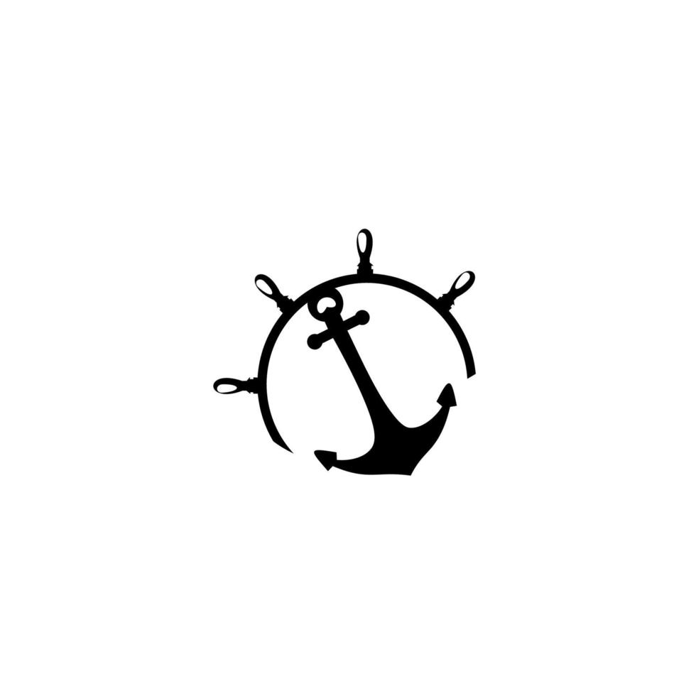 logotipo de emblemas retrô marinhos com âncora e roda de navio, logotipo de âncora. ilustração vetorial em fundo branco. vetor