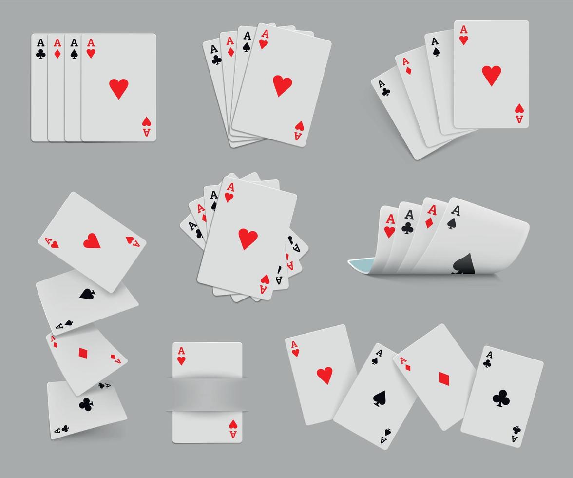 conjunto de cartas de baralho de quatro ases vetor