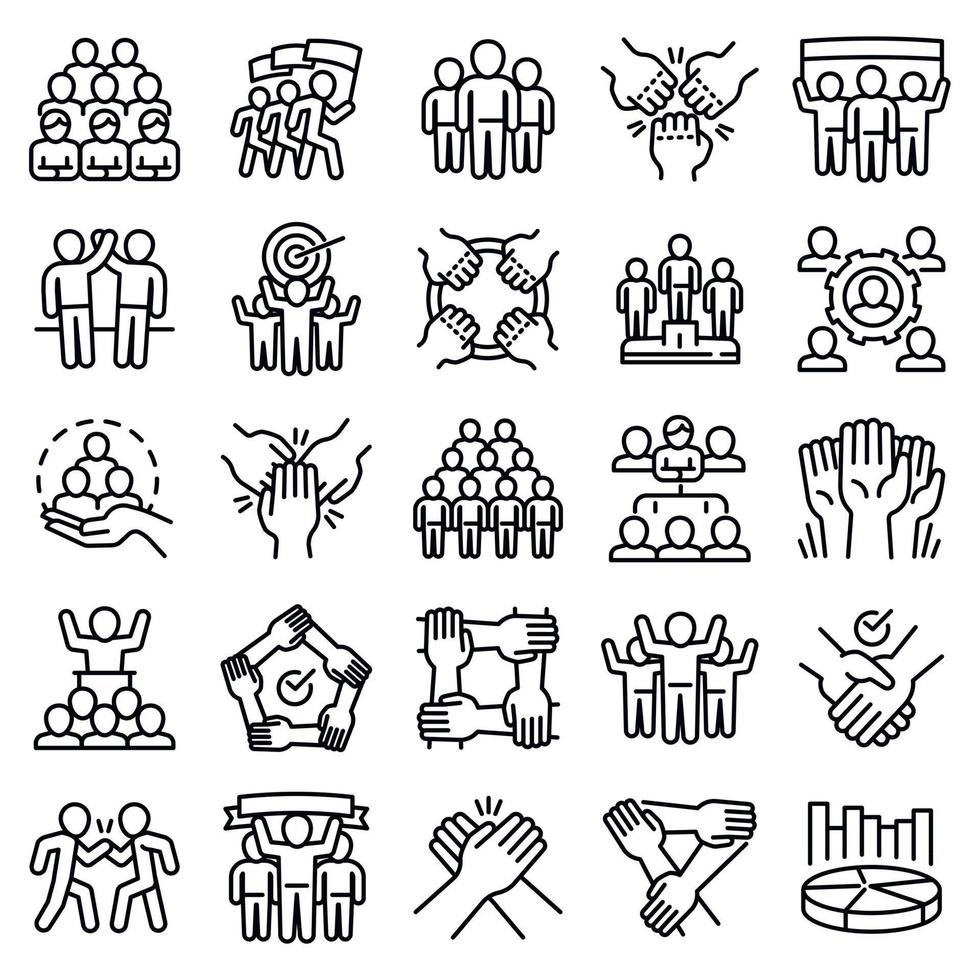 conjunto de ícones de coesão, estilo de estrutura de tópicos vetor