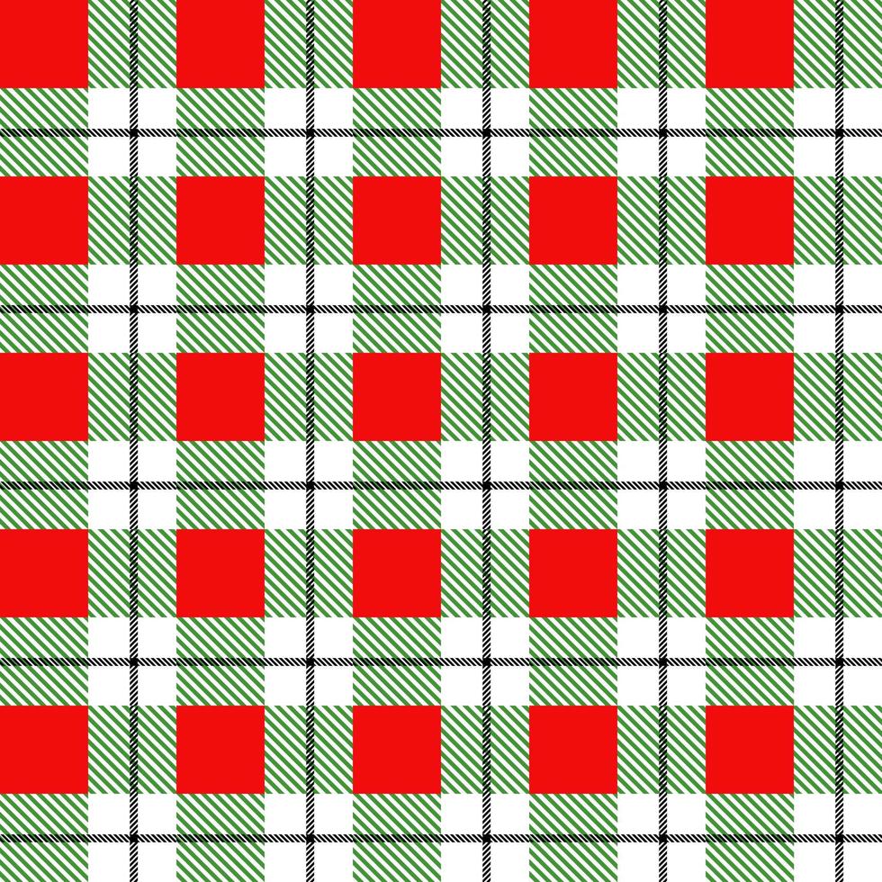 xadrez tartan linha vermelha, verde e preta alternando retângulos de fundo de tecido vermelho. vetor