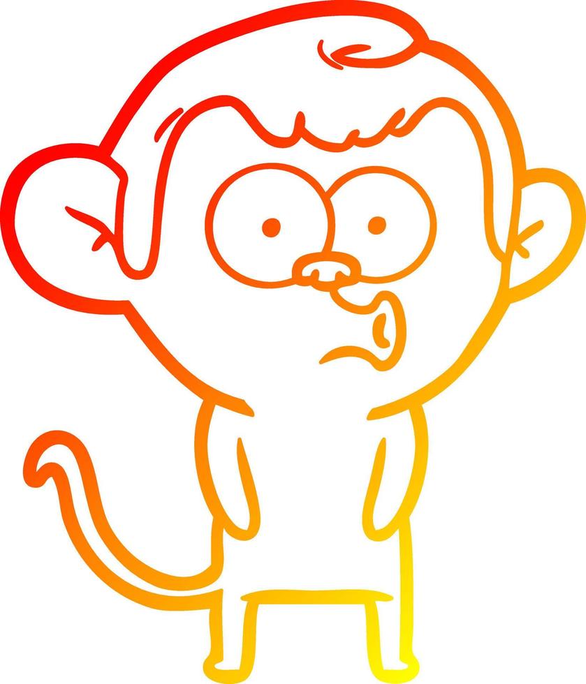 desenho de linha de gradiente quente desenho animado macaco buzinando vetor