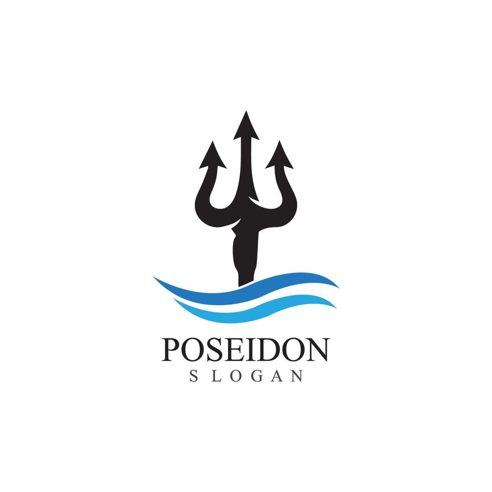 vetor de design tridente e modelo de ilustração de ícone poseidon