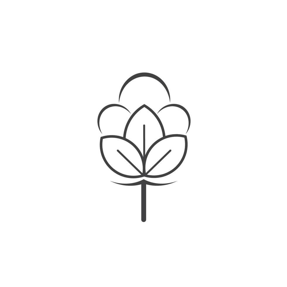 vetor de flor de algodão de beleza, ícone simples modelo de flor de algodão símbolo natureza