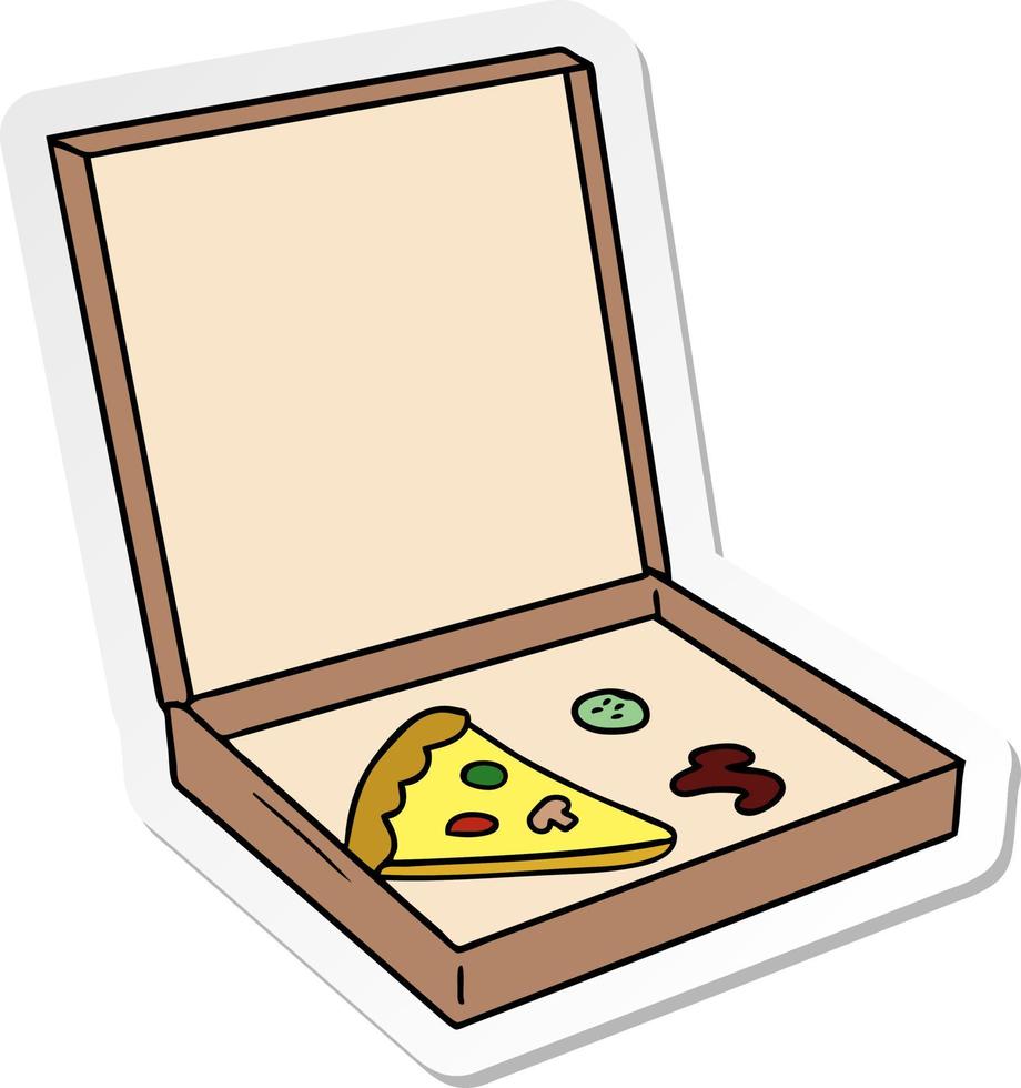 doodle de desenho de adesivo de uma fatia de pizza vetor