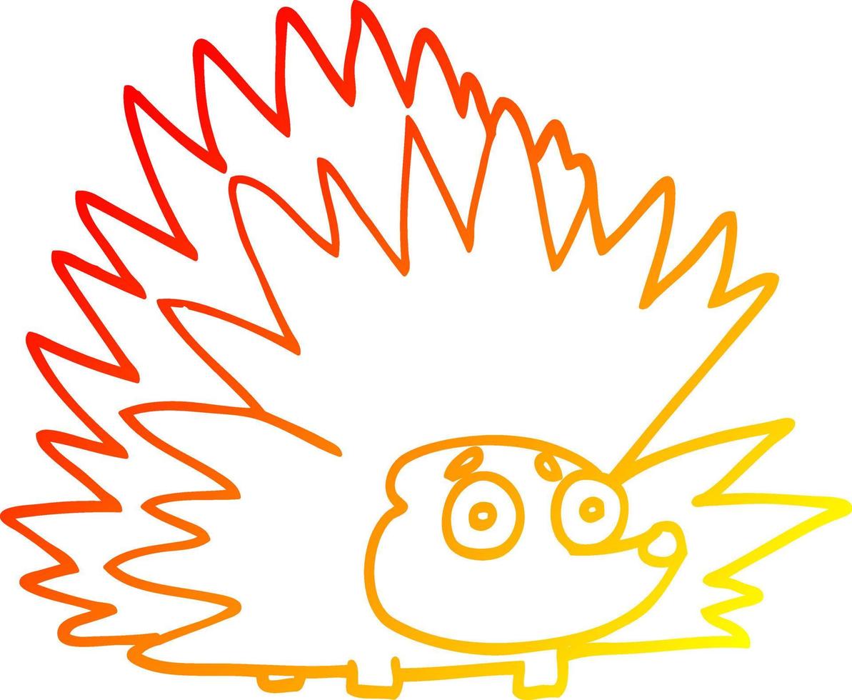 desenho de linha de gradiente quente desenho animado ouriço espetado vetor