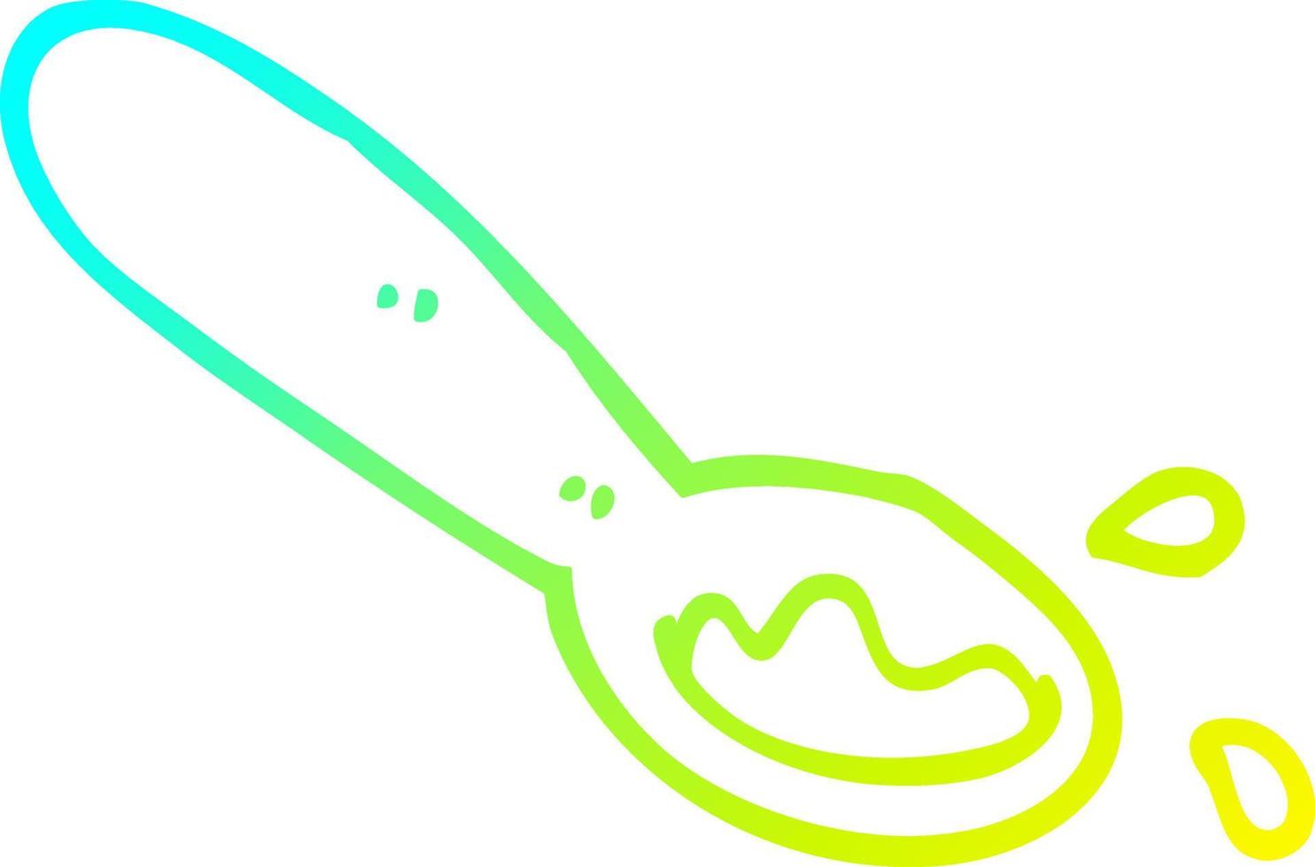 desenho de linha de gradiente frio concha de desenho animado de comida vetor