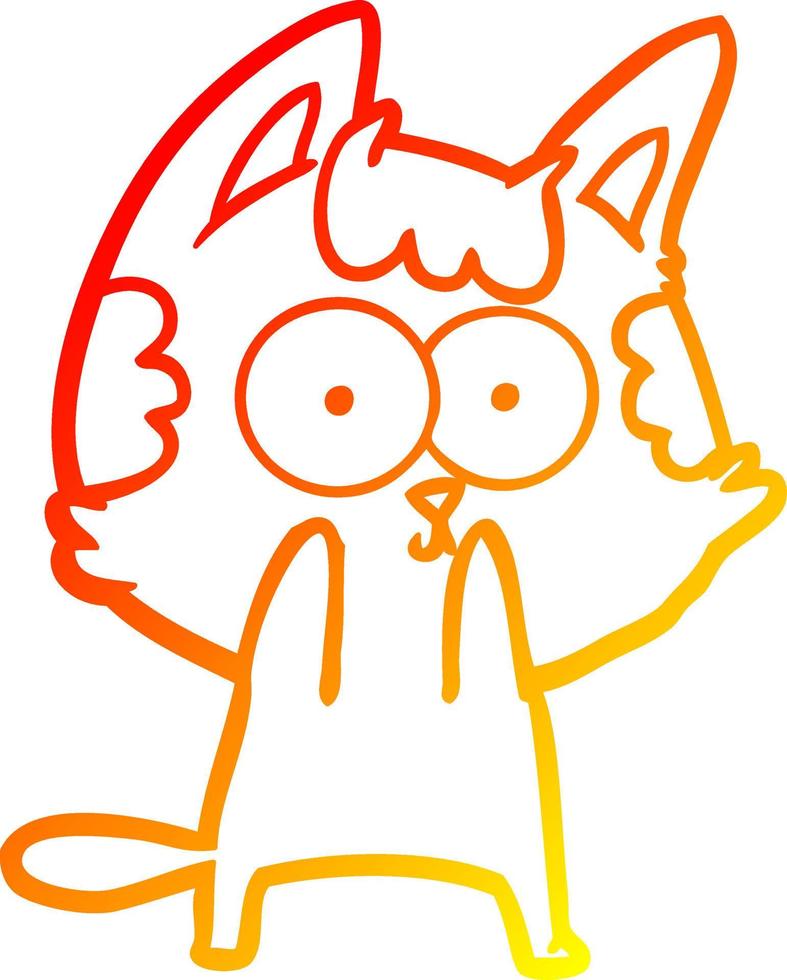 linha de gradiente quente desenhando gato de desenho animado feliz vetor