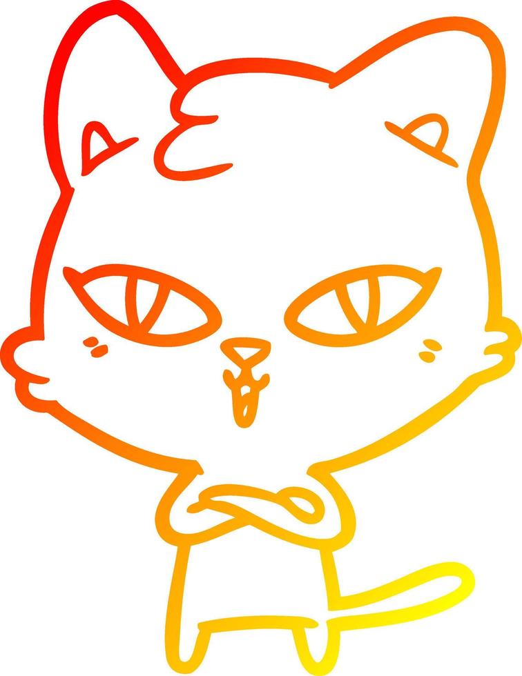 gato de desenho animado de desenho de linha de gradiente quente vetor