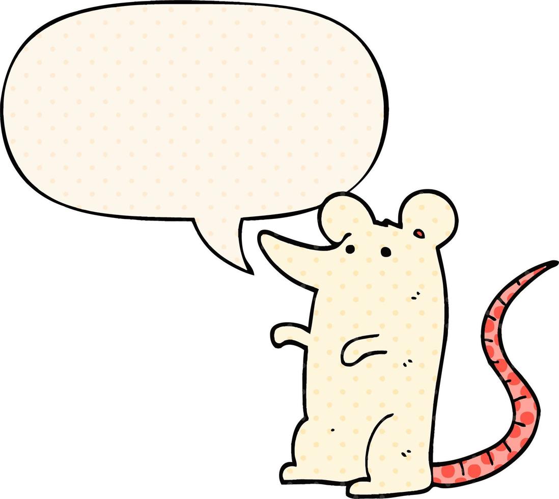 rato de desenho animado e bolha de fala no estilo de quadrinhos vetor