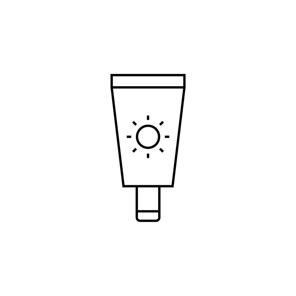 protetor solar, protetor solar, loção, modelo de logotipo de ilustração vetorial de ícone de linha fina de verão. adequado para muitos propósitos. vetor
