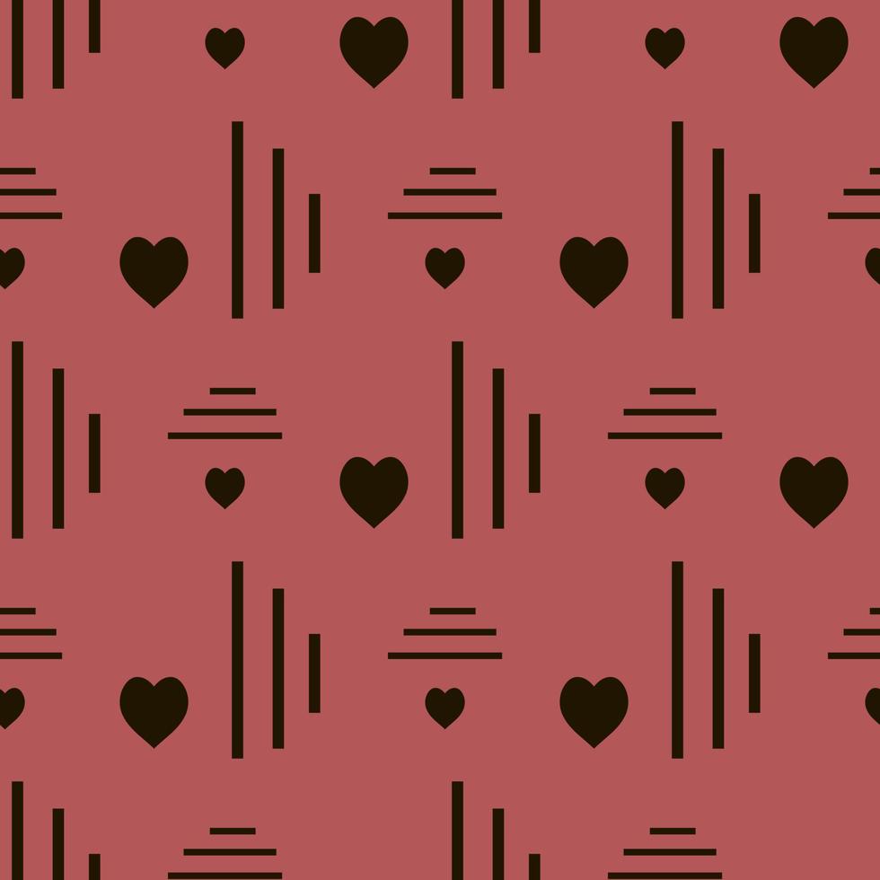 padrão sem costura com corações pretos requintados em fundo vermelho para xadrez, tecido, têxtil, roupas, toalha de mesa e outras coisas. imagem vetorial. vetor
