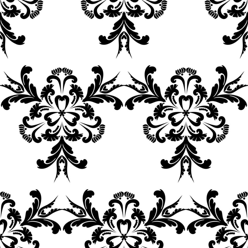 estênceis de pintura floral vintage pattern.reusable sem costura. para o design de parede, têxtil, papel de parede, embrulho ou scrapbooking. gráficos digitais. Preto e branco. vetor