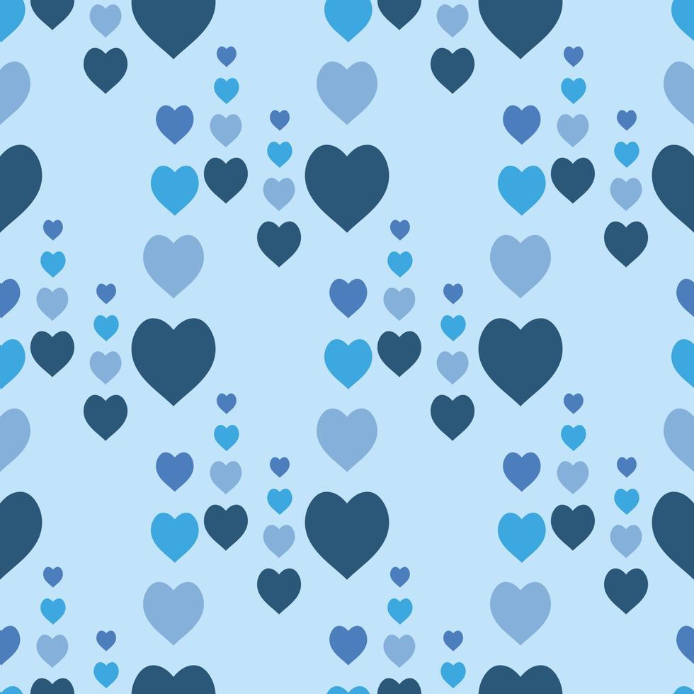 sem costura padrão com corações azuis bonitos sobre fundo azul claro. imagem vetorial. vetor