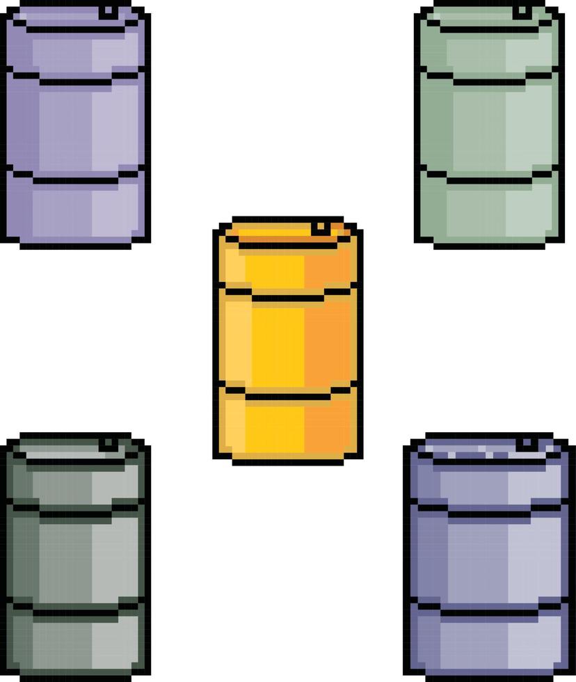 pixel art de barril de petróleo. vetor