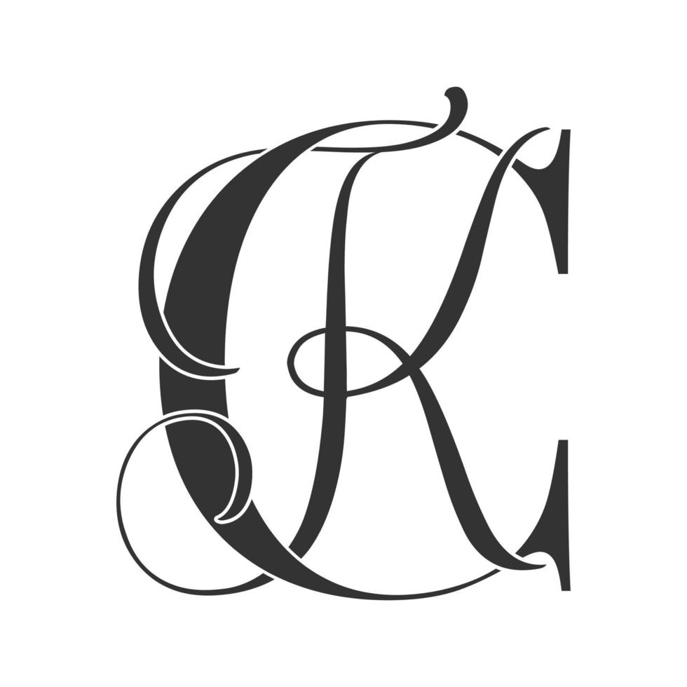 ck, kc, logotipo do monograma. ícone de assinatura caligráfica. monograma do logotipo do casamento. símbolo de monograma moderno. logotipo de casais para casamento vetor