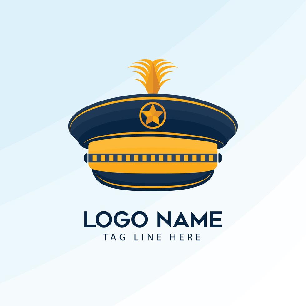 design de logotipo de chapéu de banda marcial com cor amarela, logotipo de vetor de conceito criativo.