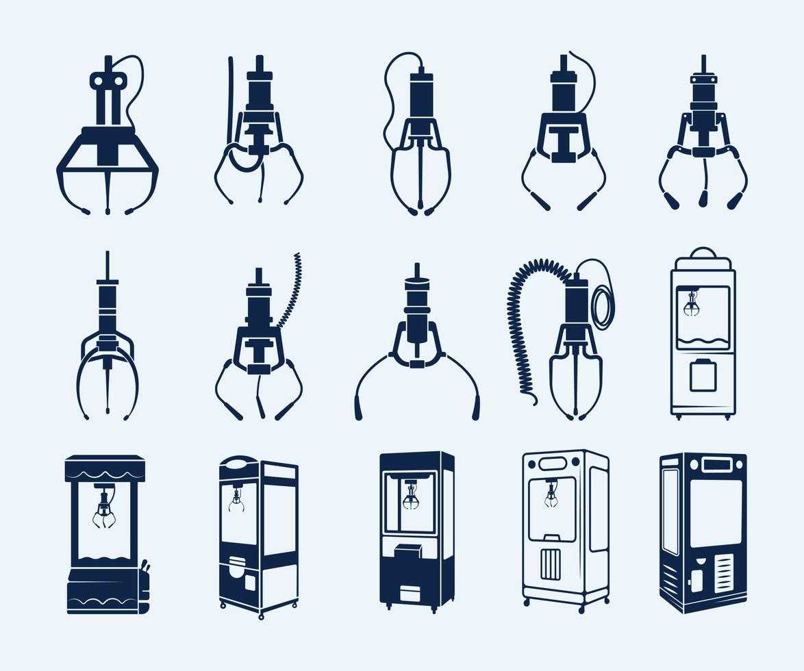 máquina de garra de guindaste mais conceito premium de coleção de vetores de clip-art com fundo branco, melhores ilustrações de máquina de garra de guindaste premium e vetor livre de clip-art.