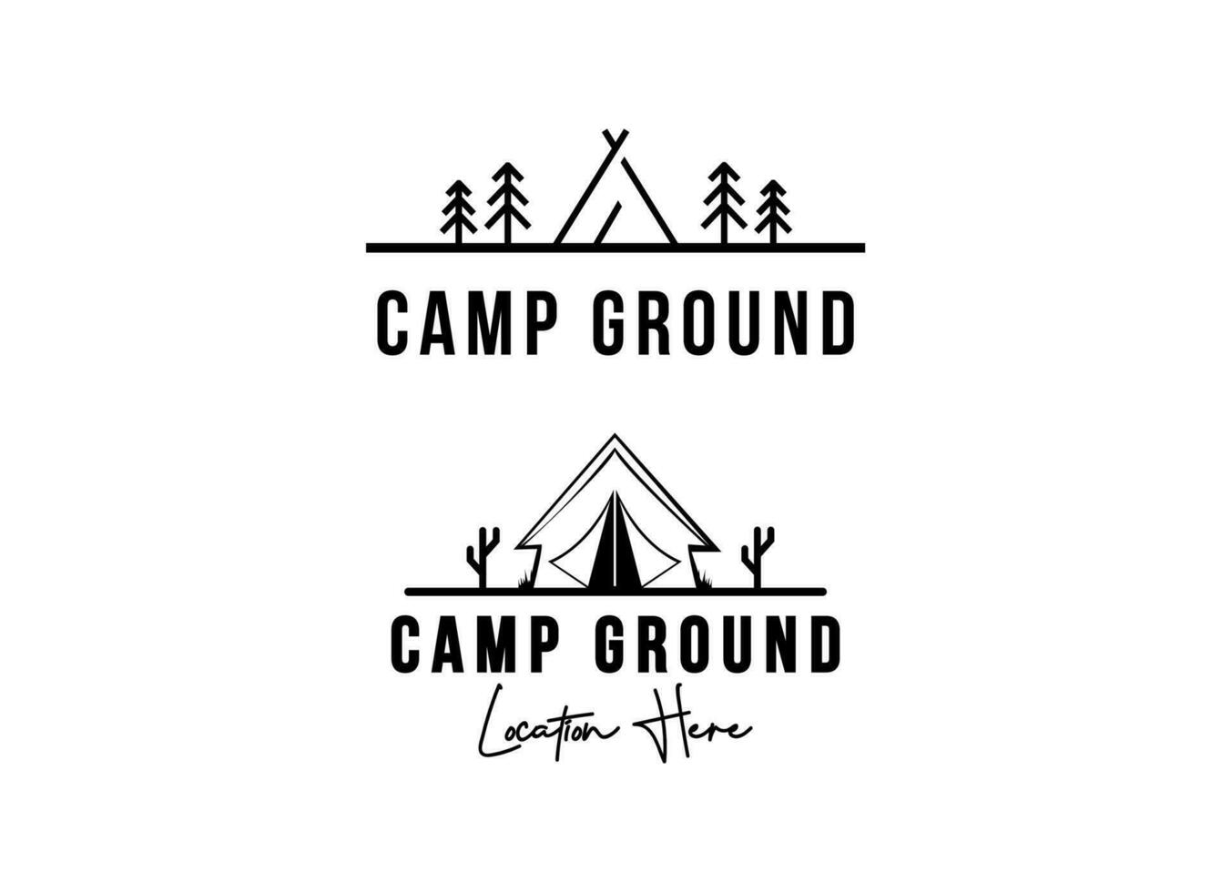 aventura de acampamento de montanha na inspiração de design de logotipo de floresta vetor