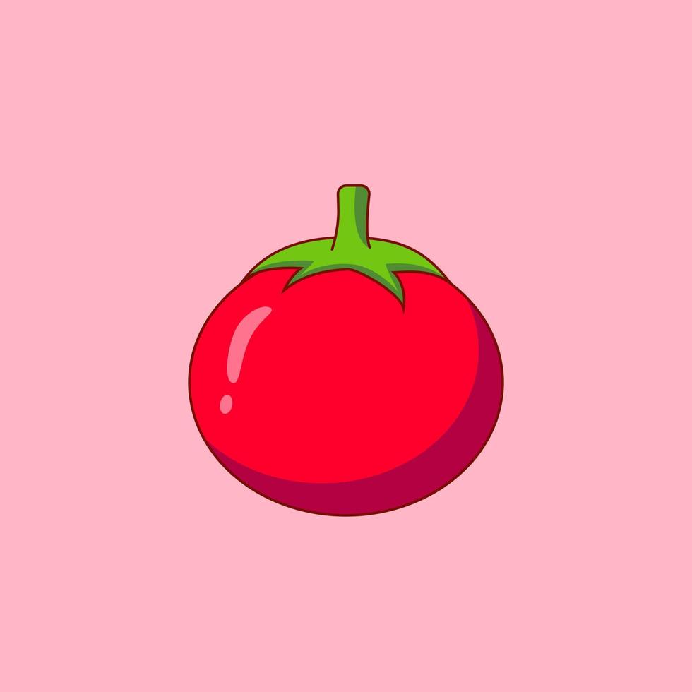 desenho de tomate fofo. ilustração vetorial. desenhos animados de comida saudável vetor