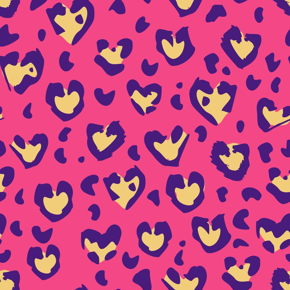 fundo sem costura padrão papel de parede estampa de leopardo neon rosa creme vetor