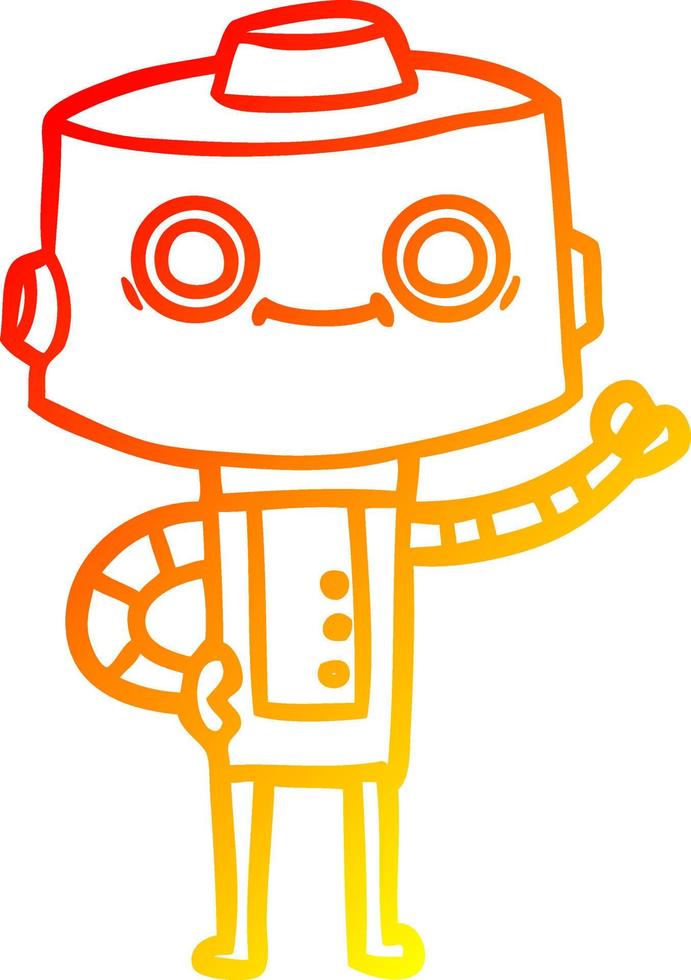 robô de desenho animado de desenho de linha de gradiente quente vetor