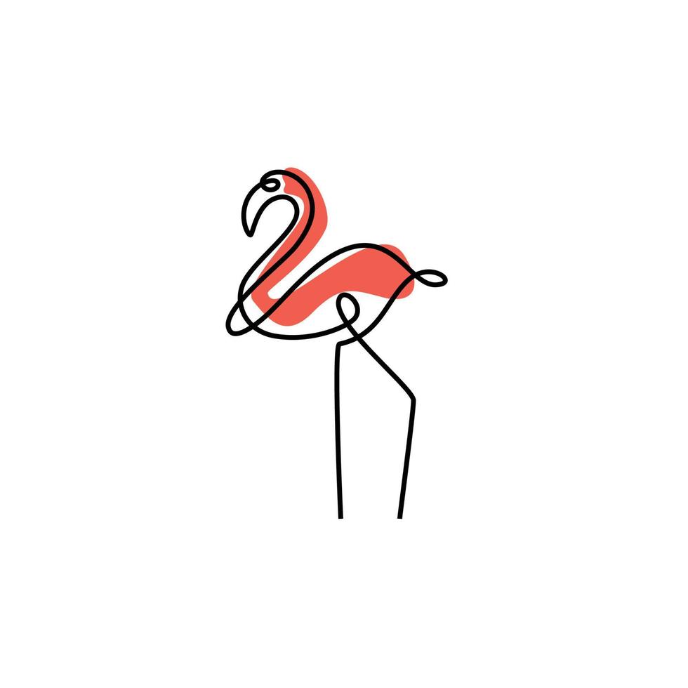 arte monoline flamingo vetor