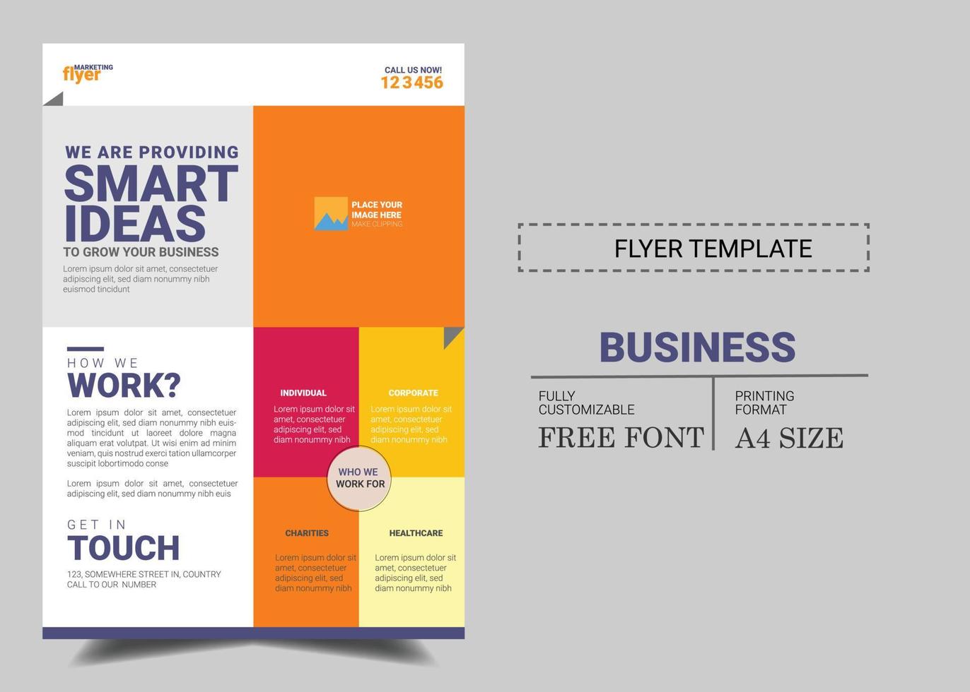 modelo de cartaz de folheto de estilo corporativo de ilustrações de marketing de negócios em vetor de folheto de panfleto de tamanho a4