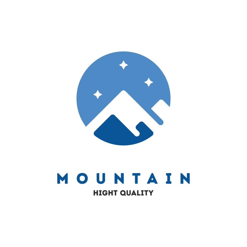 logotipo da montanha plana azul vetor