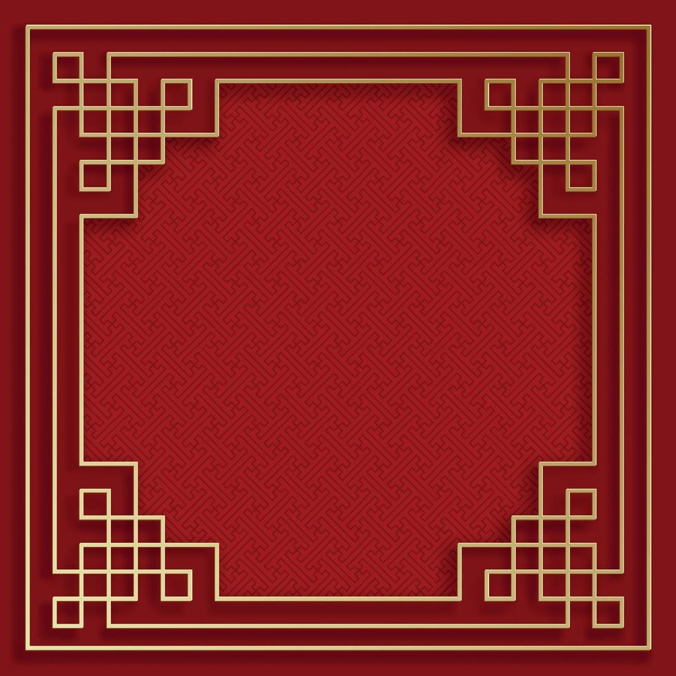 moldura chinesa com elementos orientais asiáticos na cor de fundo vetor