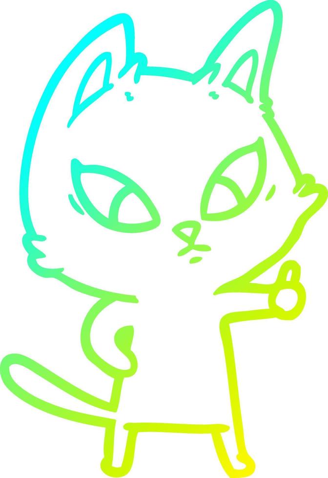 desenho de linha de gradiente frio gato de desenho animado confuso vetor