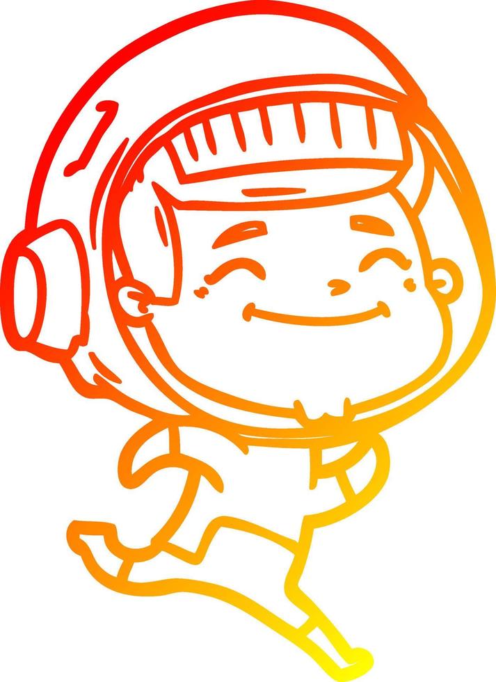 linha de gradiente quente desenhando astronauta de desenho animado feliz vetor