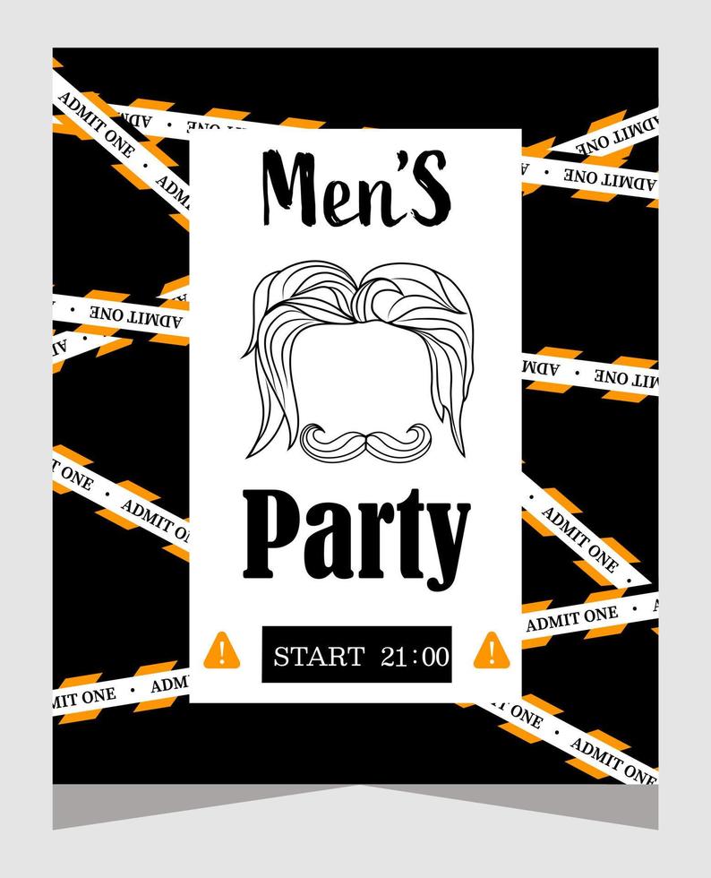 festa masculina. design moderno e minimalista. entrada apenas para homens. ilustração vetorial de estoque. isolado vetor