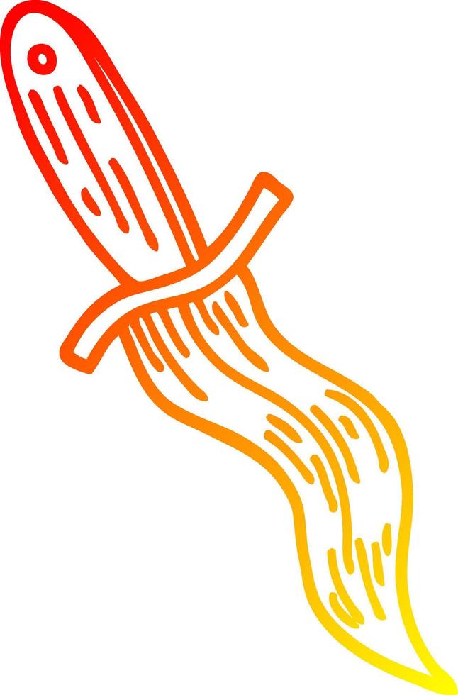 símbolo de punhal de tatuagem de desenho de desenho de linha de gradiente quente vetor