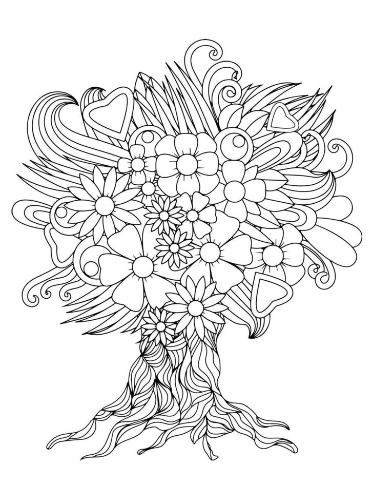 coroa de flores desenho de primavera para colorir para adultos 17197896  Vetor no Vecteezy