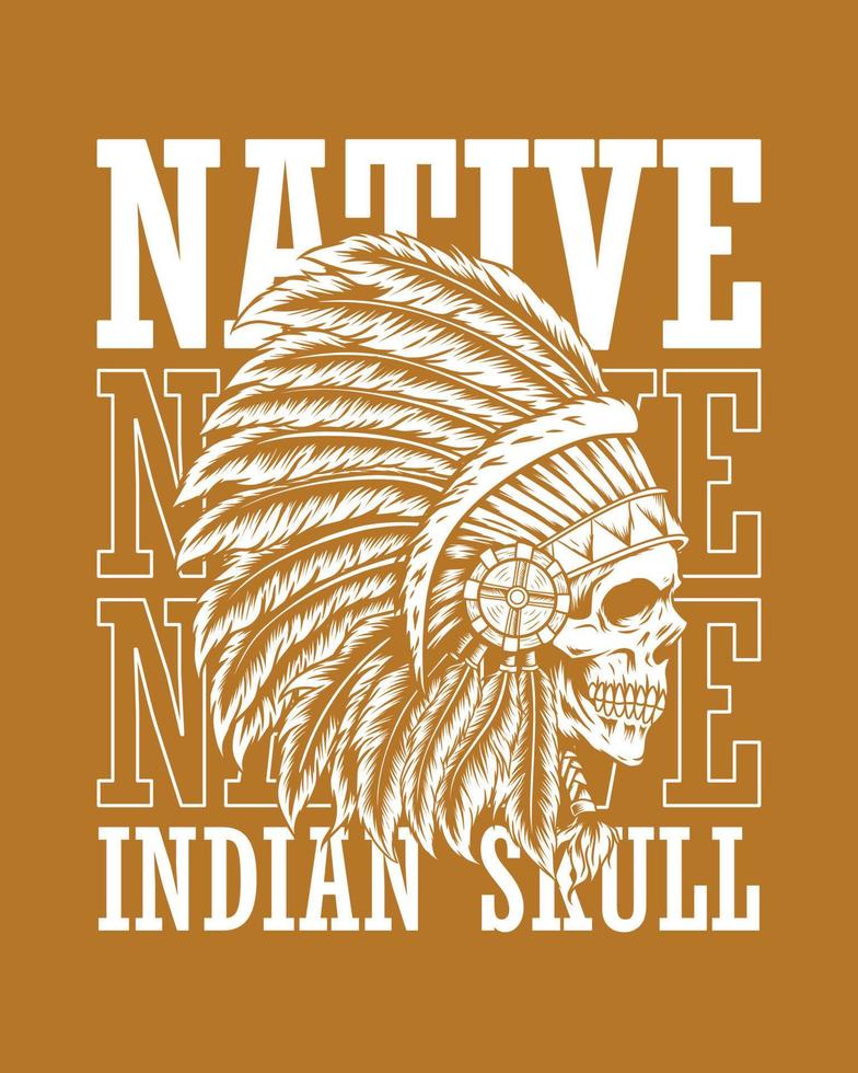 ilustração de cartaz de crânio nativo americano vetor