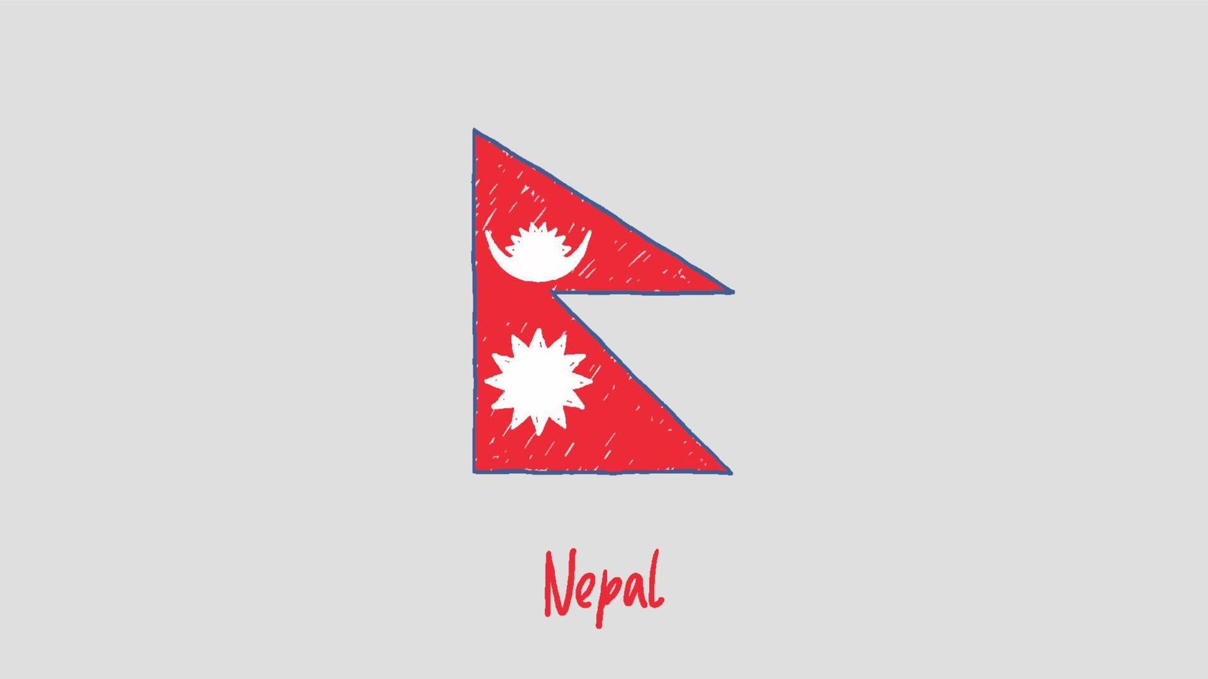 marcador de bandeira do nepal ou vetor de ilustração de esboço a lápis