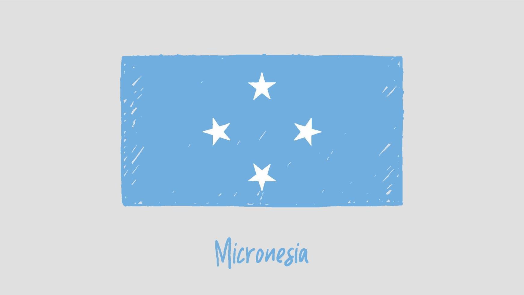 marcador de bandeira da Micronésia ou desenho a lápis ilustração vetorial vetor