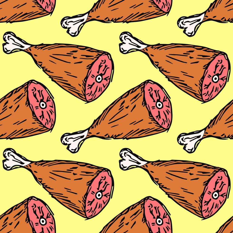 padrão de carne sem costura. ilustração vetorial doodle com ícone de carne. padrão com carne vetor