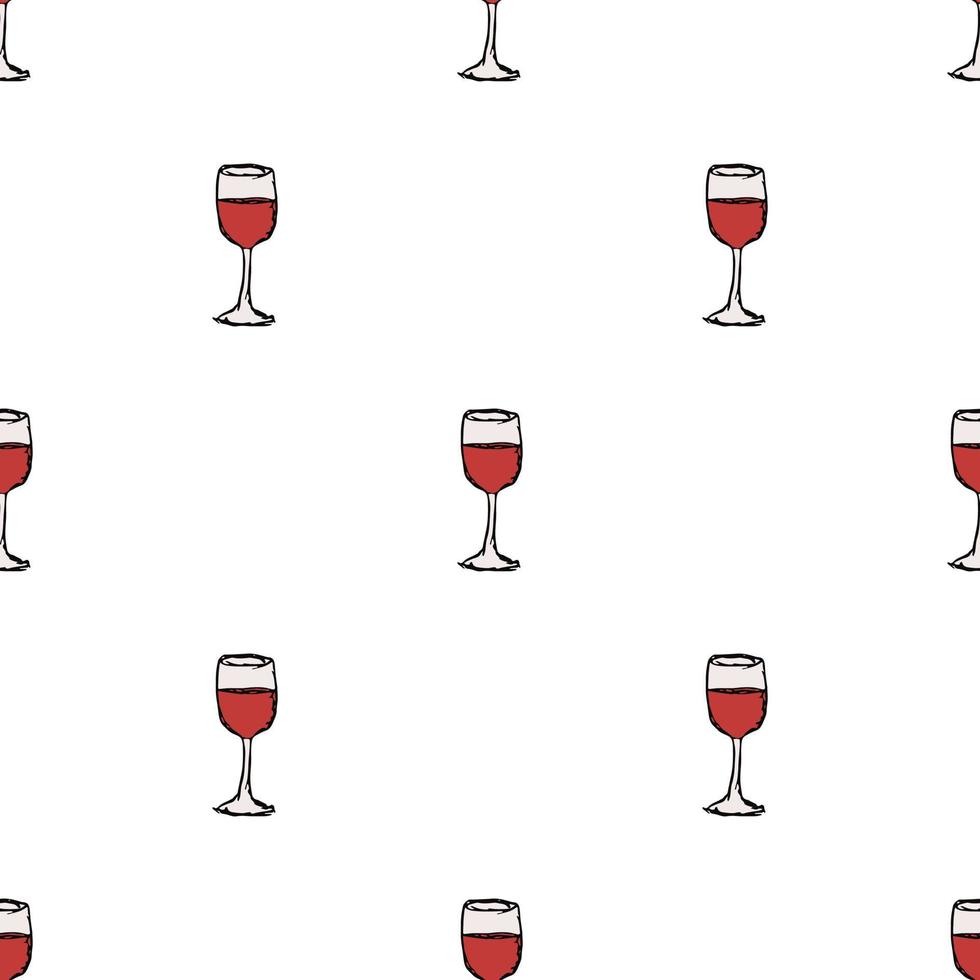 padrão de vinho sem costura. ilustração vetorial doodle com ícone de vinho. padrão com vinho vetor