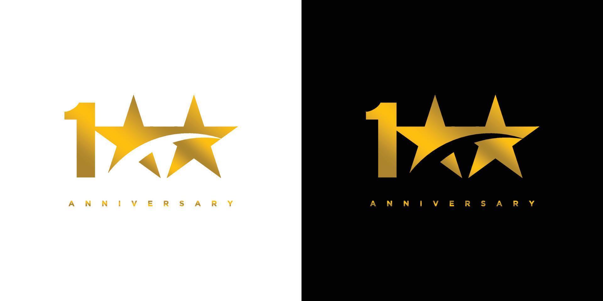 design de logotipo de 100 estrelas moderno e elegante vetor