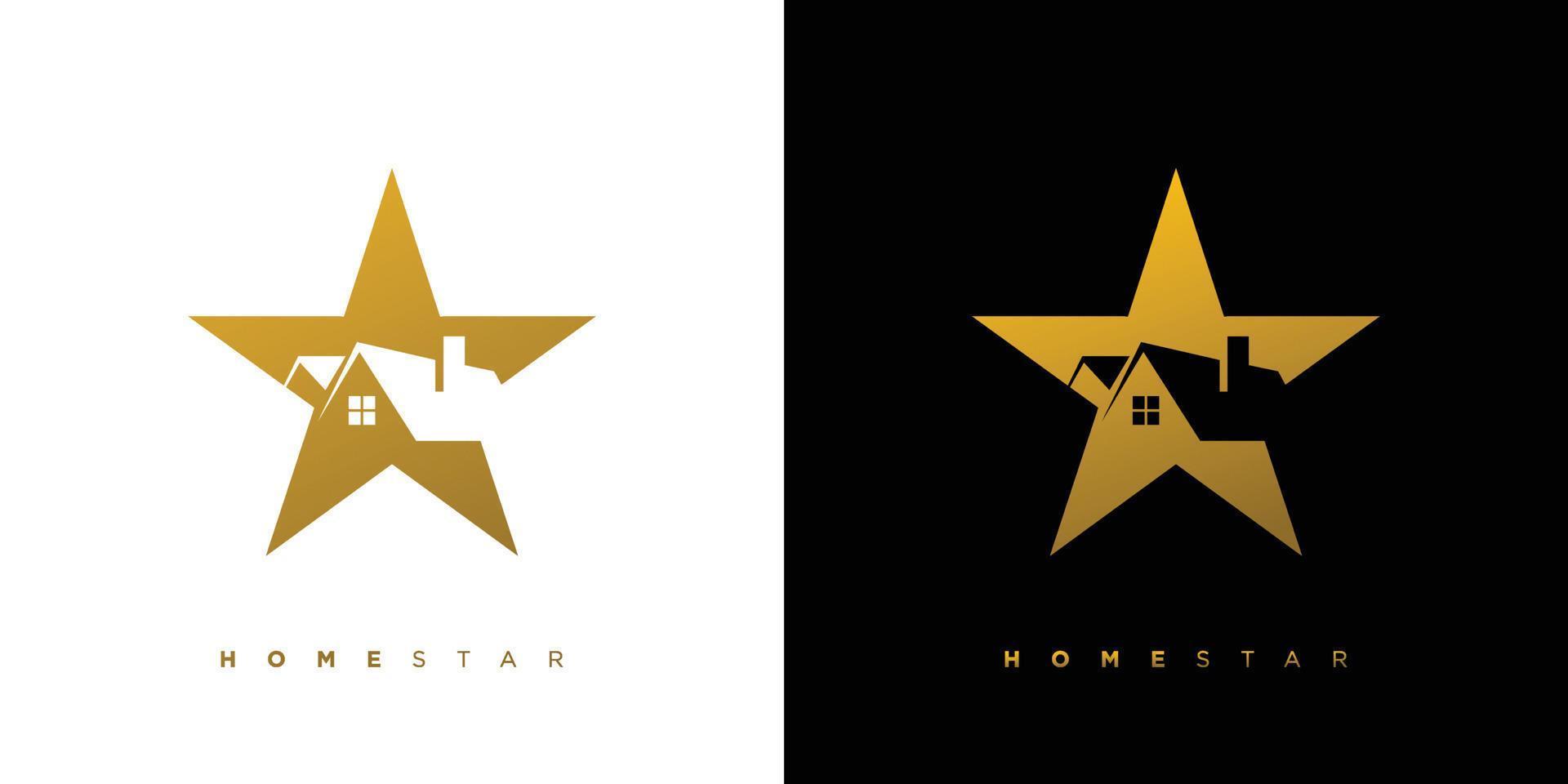 design de logotipo de estrela em casa moderno e elegante vetor
