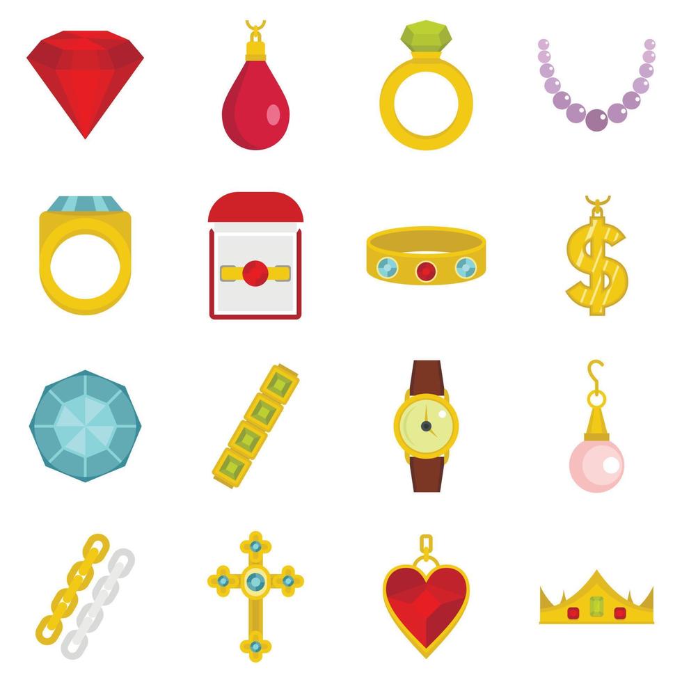 ícones de itens de joias definidos em estilo simples vetor