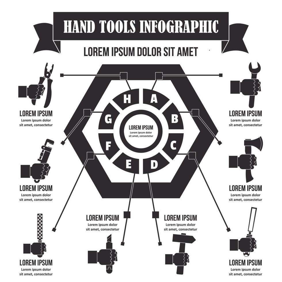 infográfico de ferramenta manual, estilo simples vetor