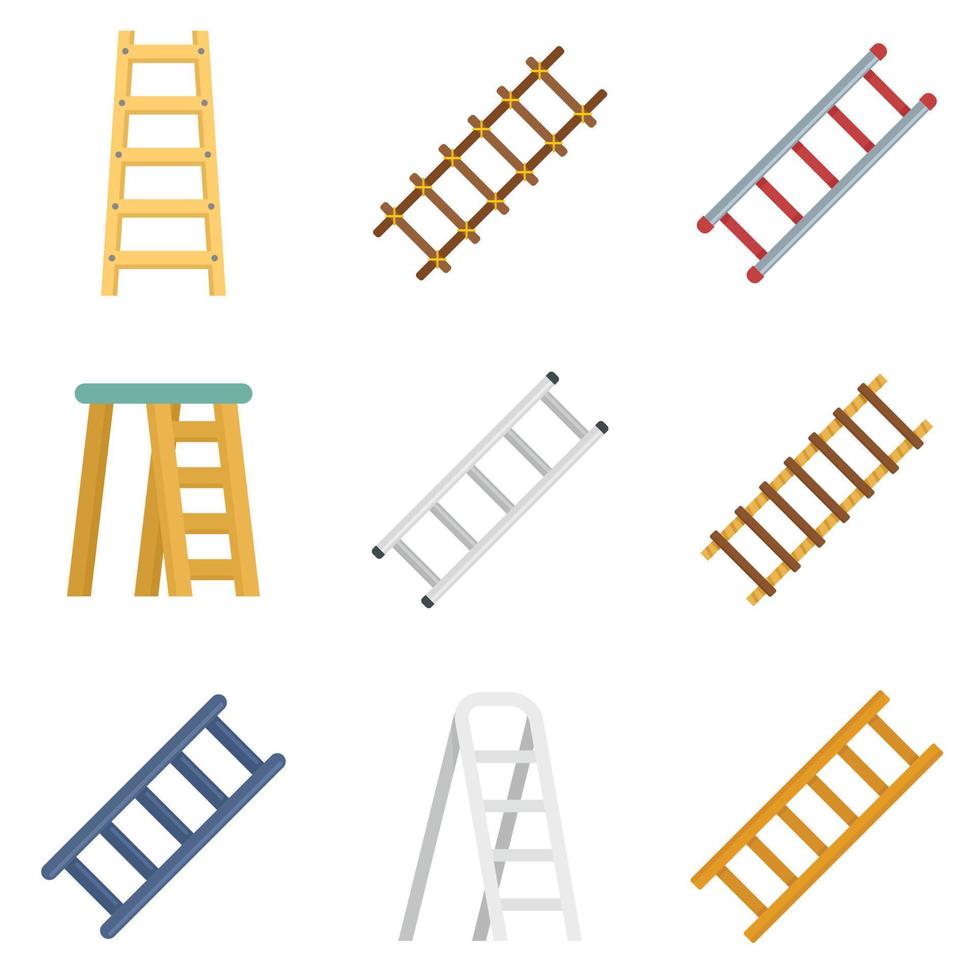 ícones de escada definir vetor plano isolado